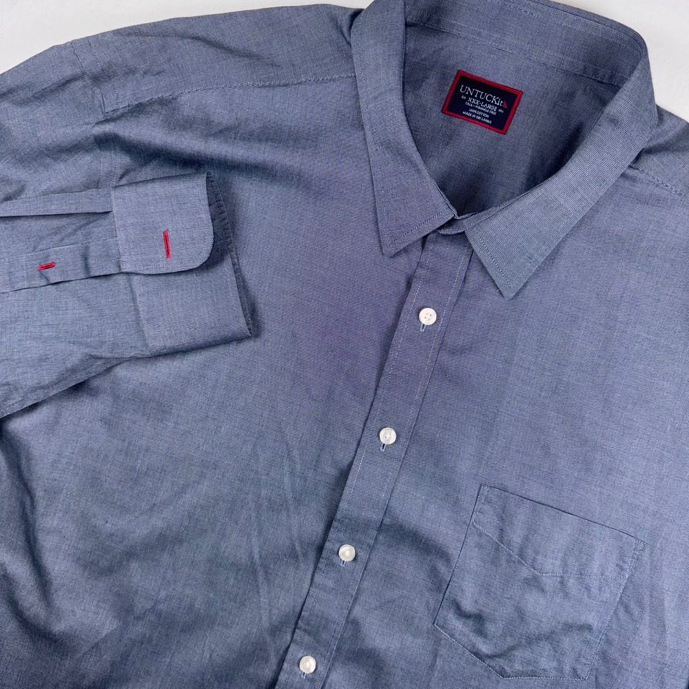 UNTUCKit Button Down Shirt Mens 3XL Tall Navy Cesare-WF Wrinkle Free Cotton